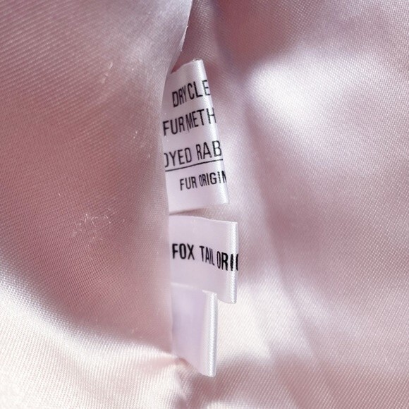 Vintage 80s Rabbit Fur Fox Tail Short Jacket Coat Made in Hong Kong Size Medium - Picture 11 of 15